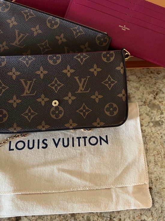 Louis Vuitton Handbags - Louis Vuitton Pochette Felicie Monogram Canvas Crossbody with Rouge Interior.